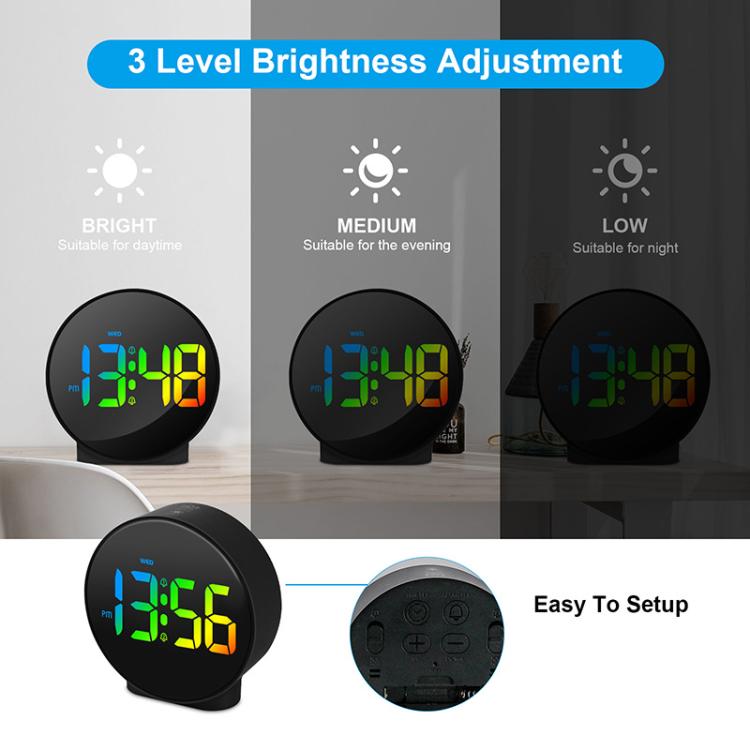 EDUP EH-8816 Simple Digital Electronic Clock Night Light Battery Plug-in Dual Power Mode Alarm Clock(White Case Colorful Letter) - free shipping - PMC TechLife - Order now!