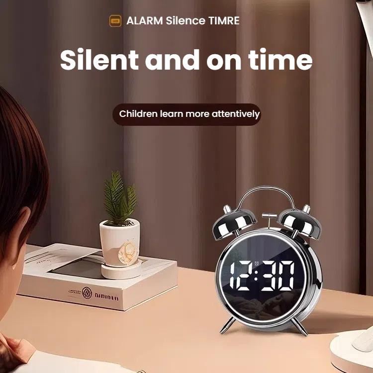 12/24H LED Screen Alarm Clock Loud Metal Clock With Night Light Plug-In Children Clock(White) - free shipping - PMC TechLife - Order now!