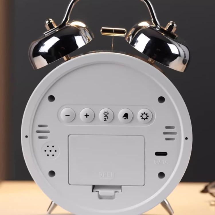 12/24H LED Screen Alarm Clock Loud Metal Clock With Night Light Plug-In Children Clock(White) - free shipping - PMC TechLife - Order now!