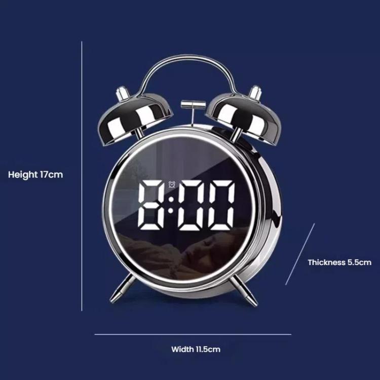 12/24H LED Screen Alarm Clock Loud Metal Clock With Night Light Plug-In Children Clock(White) - free shipping - PMC TechLife - Order now!