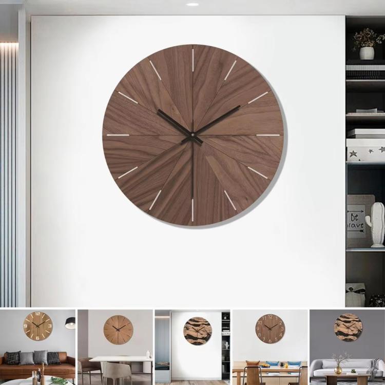 12-inch Imitation Wood Grain Texture Decorative Wall Clock Silent Quartz Clock Holiday Gift HR-CMW10 - free shipping - PMC TechLife - Order now!