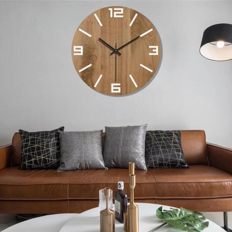 12-inch Imitation Wood Grain Texture Decorative Wall Clock Silent Quartz Clock Holiday Gift HR-CMW05 - free shipping - PMC TechLife - Order now!