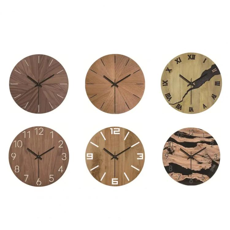 12-inch Imitation Wood Grain Texture Decorative Wall Clock Silent Quartz Clock Holiday Gift HR-CMW14 - free shipping - PMC TechLife - Order now!