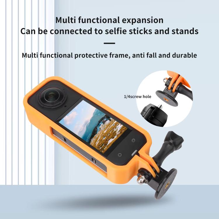 For Insta360 X5 360 Camera CQT Expandable Protective Cage Shockproof Case Vertical Orange - free shipping - PMC TechLife - Order now!