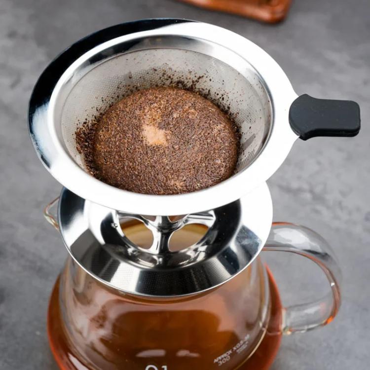 V60 Stainless Steel Coffee Filter with Base for Pour Over Brewing, Spec: 1-2 Cups 300-mesh - free shipping - PMC TechLife - Order now!