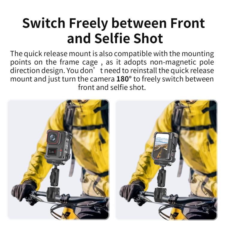 For Insta360 Ace Pro 2 / Ace Pro Camera AMagisn Quick Release Metal Cage Horizontal & Vertical Shooting Protective Frame(Black) - free shipping - PMC TechLife - Order now!