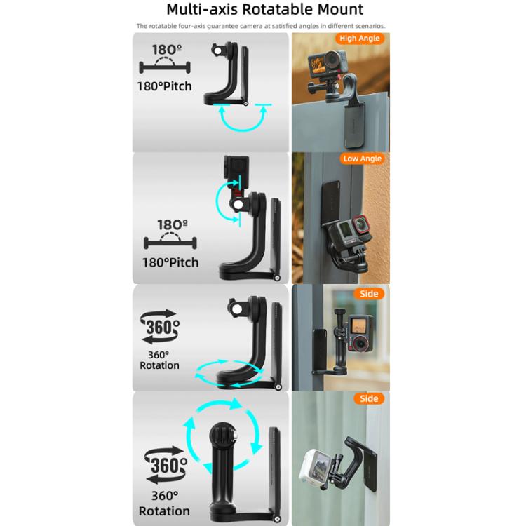Sunnylife MJ996 Sports Camera Multi-Axis Rotating Magnetic Mount(Black) - free shipping - PMC TechLife - Order now!