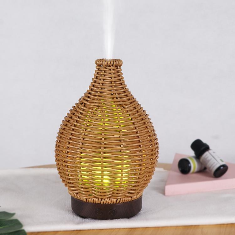 24V EU Plug 100ML Hollow Rattan Ultrasonic Humidifier & Aromatherapy Diffuser with 7-Color LED Lights(Black) - free shipping - PMC TechLife - Order now!