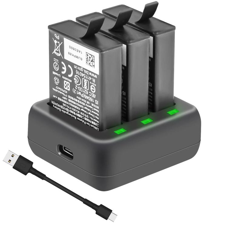 For DJI Osmo Action 4/Action 3 YX 3-Slot Battery Charger Hub Compact Charging Station(Black) - free shipping - PMC TechLife - Order now!