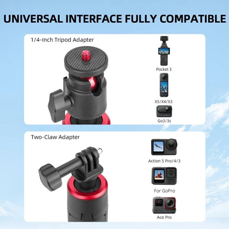 Flymile 1.4m Extendable Selfie Stick Tripod For Action Cameras One-Button Quick Setup Monopod With Wide-Angle View - free shipping - PMC TechLife - Order now!