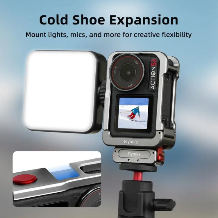 For DJI Osmo Action 5 Pro/4/3 Flymile Metal Protective Cage with Cold Shoe Mount(Metal Color) - free shipping - PMC TechLife - Order now!
