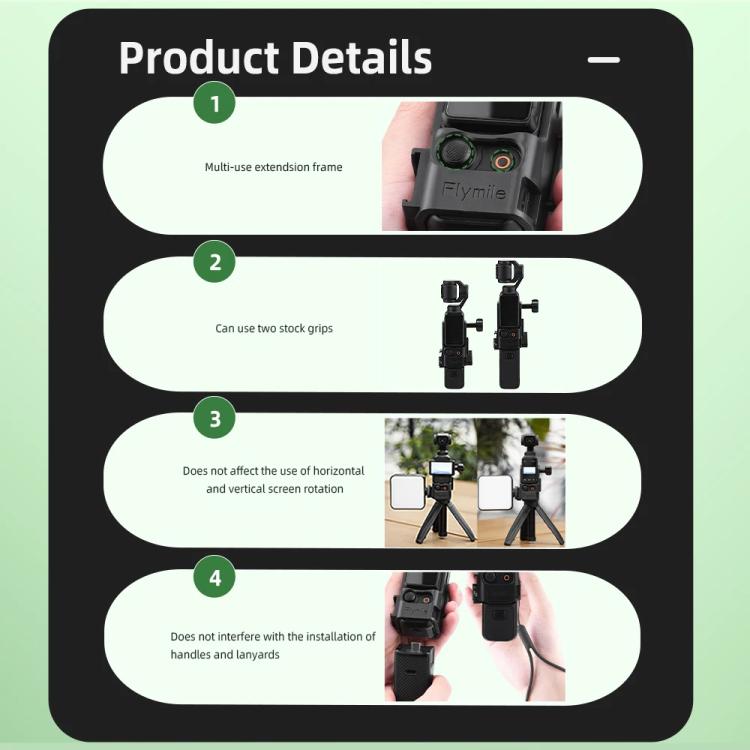 For DJI Osmo Pocket 3 Flymile Multi-Purpose Adapter Frame Expandable Mount(Black) - free shipping - PMC TechLife - Order now!