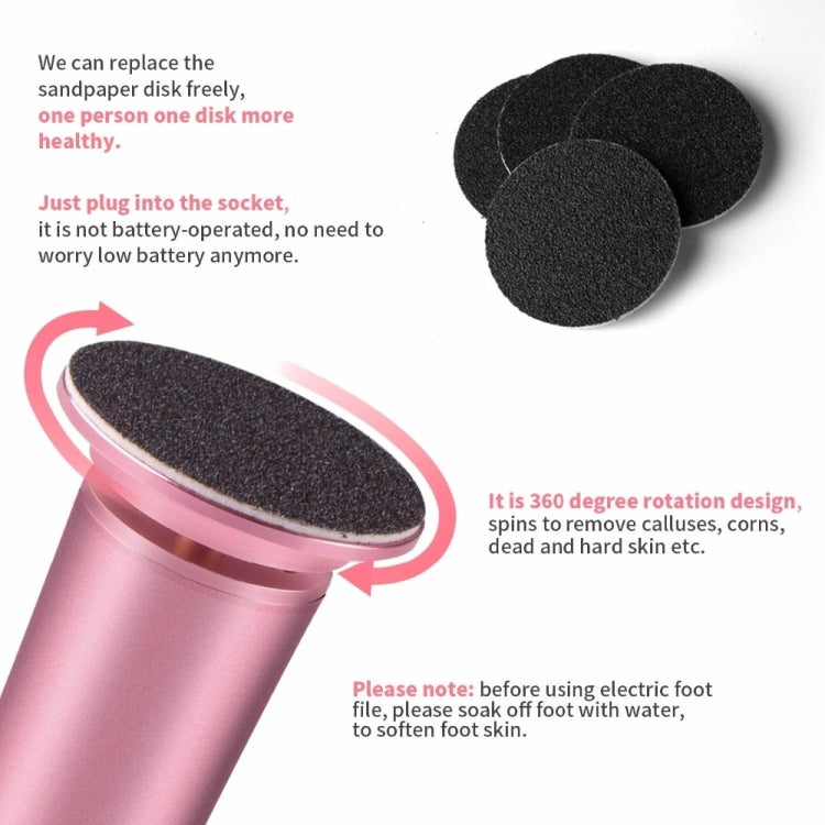 Electric Foot File Speed Adjustable Sandpaper Discs Callus Remover Pedicure Fast Remove Feet Hard Cracked Dry Dead Skin Tool, Plug Type:UK plug(Pink) - Grinding Tools & Accessories by PMC Jewellery | Online Shopping South Africa | PMC Jewellery | Buy Now Pay Later Mobicred