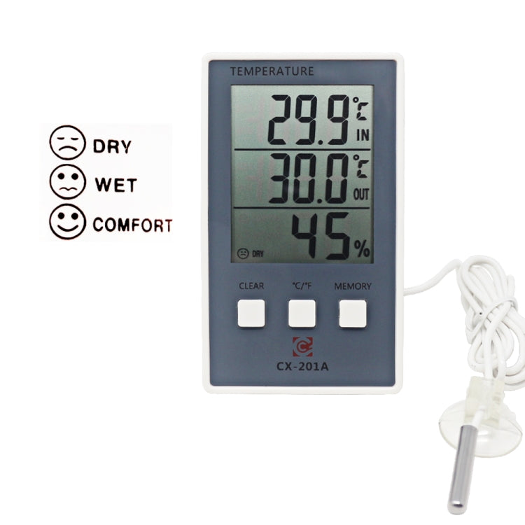 CX-201A LCD Digital Weather Station Thermometer Hygrometer Indoor  Outdoor Temperature Humidity Meter with Temperature Sensor - Indoor Thermometer by PMC TechLife | Online Shopping South Africa | PMC TechLife