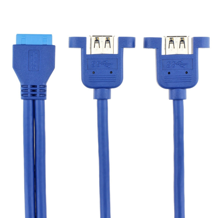 50CM USB3.0 Data Cable Motherboard 20p To Dual Usb3.0 Baffle Line With Ear - USB 3.0 by PMC TechLife | Online Shopping South Africa | PMC TechLife