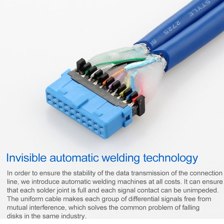 50CM USB3.0 Data Cable Motherboard 20p To Dual Usb3.0 Baffle Line With Ear - USB 3.0 by PMC TechLife | Online Shopping South Africa | PMC TechLife