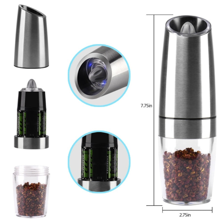 Automatic Electric Pepper Grinder Salt Mill with LED Light - Stirrer & Squeezer by PMC Jewellery | Online Shopping South Africa | PMC Jewellery