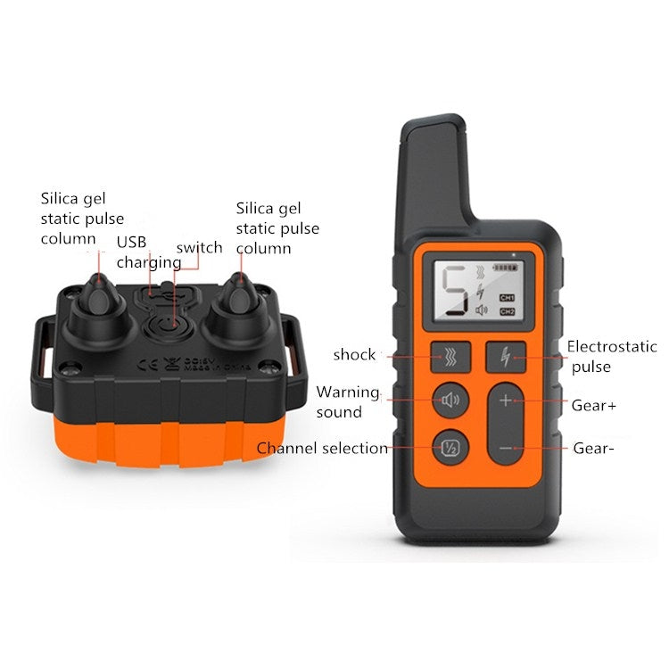 500m Dog Training Bark Stopper Remote Control Electric Shock Waterproof Electronic Collar(Black) - Training Aids by PMC TechLife | Online Shopping South Africa | PMC TechLife | Buy Now Pay Later Mobicred