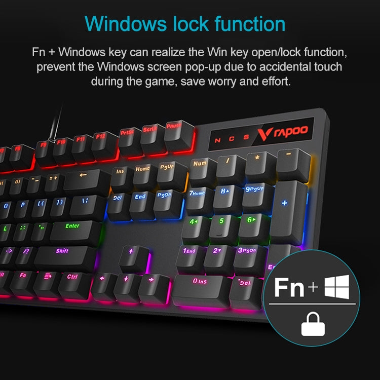 Rapoo V500 PRO Mixed Light 104 Keys Desktop Laptop Computer Game Esports Office Home Typing Wired Mechanical Keyboard(Tea Shaft) - Wired Keyboard by Rapoo | Online Shopping South Africa | PMC Jewellery | Buy Now Pay Later Mobicred