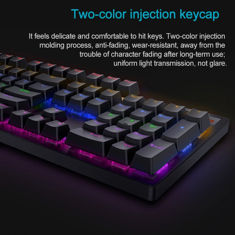 Rapoo V500 PRO Mixed Light 104 Keys Desktop Laptop Computer Game Esports Office Home Typing Wired Mechanical Keyboard(Tea Shaft) - Wired Keyboard by Rapoo | Online Shopping South Africa | PMC Jewellery | Buy Now Pay Later Mobicred