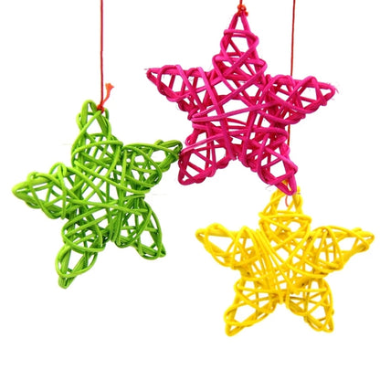 10 PCS 6cm Artificial Straw Ball DIY Decoration Rattan Stars Christmas Decor Home Ornament Supplies(Blue) - Ornaments by PMC Jewellery | Online Shopping South Africa | PMC Jewellery