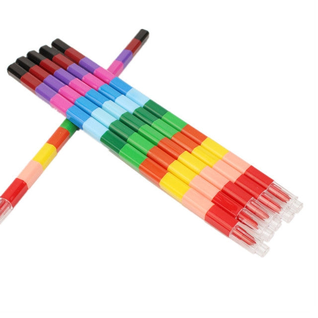 6pcs Creative Building Blocks Crayons Children 12 Colors Drawing Educational Toys - Art Supplies by PMc TechLife | Online Shopping South Africa | PMc TechLife | Buy Now Pay Later Mobicred