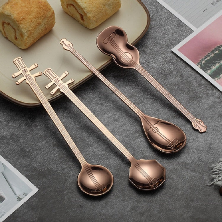 Stainless Steel Coffee Mixing Spoon Creative Musical Instrument Shape Spoon, Style:Guitar, Color:Silver - free shipping - PMC TechLife - Order now!