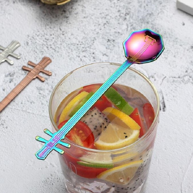 Stainless Steel Coffee Mixing Spoon Creative Musical Instrument Shape Spoon, Style:Guitar, Color:Silver - free shipping - PMC TechLife - Order now!