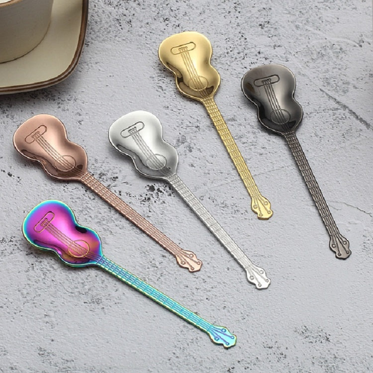 Stainless Steel Coffee Mixing Spoon Creative Musical Instrument Shape Spoon, Style:Lute, Color:Silver - free shipping - PMC TechLife - Order now!