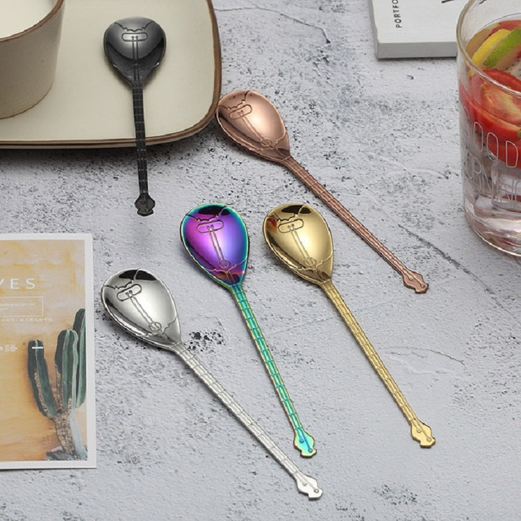 Stainless Steel Coffee Mixing Spoon Creative Musical Instrument Shape Spoon, Style:Lute, Color:Silver - free shipping - PMC TechLife - Order now!