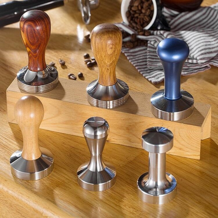 Stainless Steel Solid Wood Handle Integrated Coffee Powder, Specification:58mm, Color:Stainless Steel Integration - free shipping - PMC TechLife - Order now!