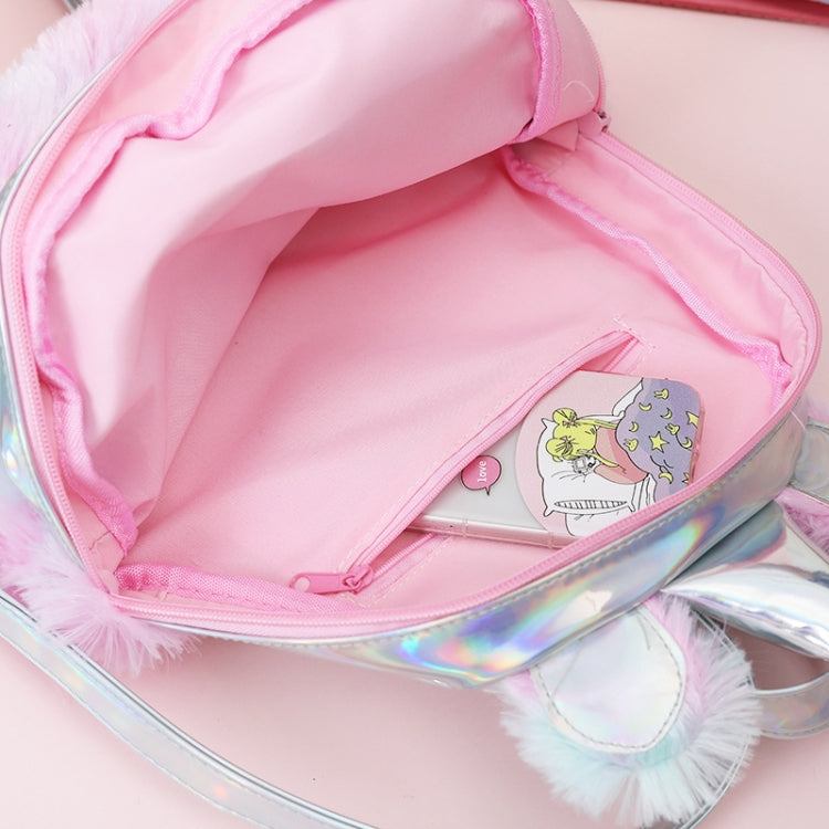 Unicorn Backpack Bag For Teenager Colorful Fur Leather Schoolbag Female Travel Shoulder Bag(Pink) - Double-shoulder Bags by PMC Jewellery | Online Shopping South Africa | PMC Jewellery