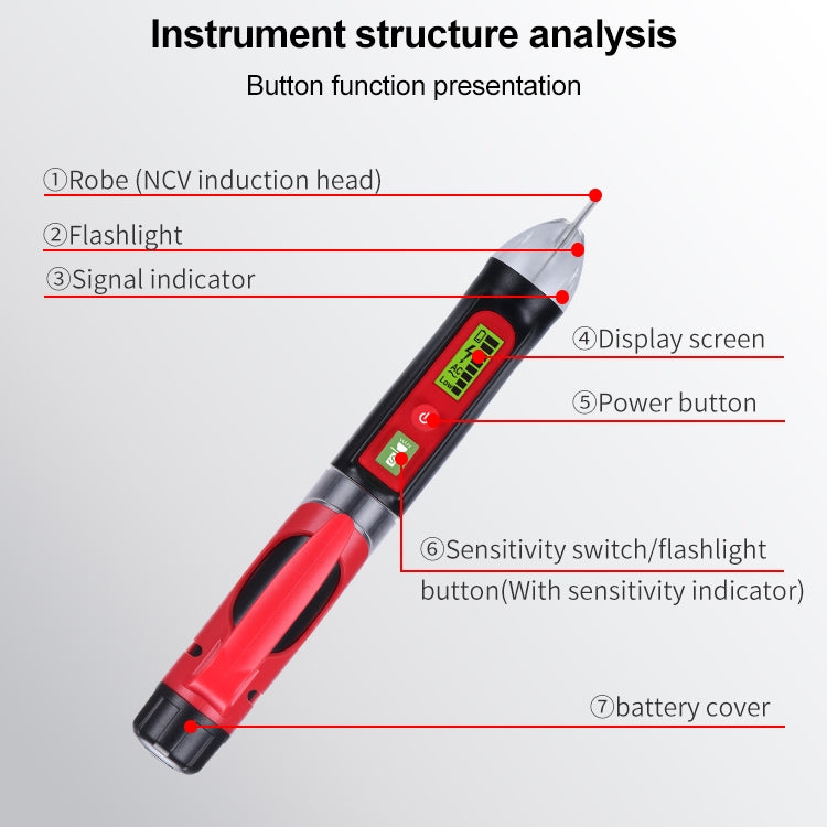 WINTACT WT3010  LED AC Voltage Tester Non-Contact Detector Pen 12-1000V AC Voltage Detector - Current & Voltage Tester by Wintact | Online Shopping South Africa | PMC TechLife | Buy Now Pay Later Mobicred