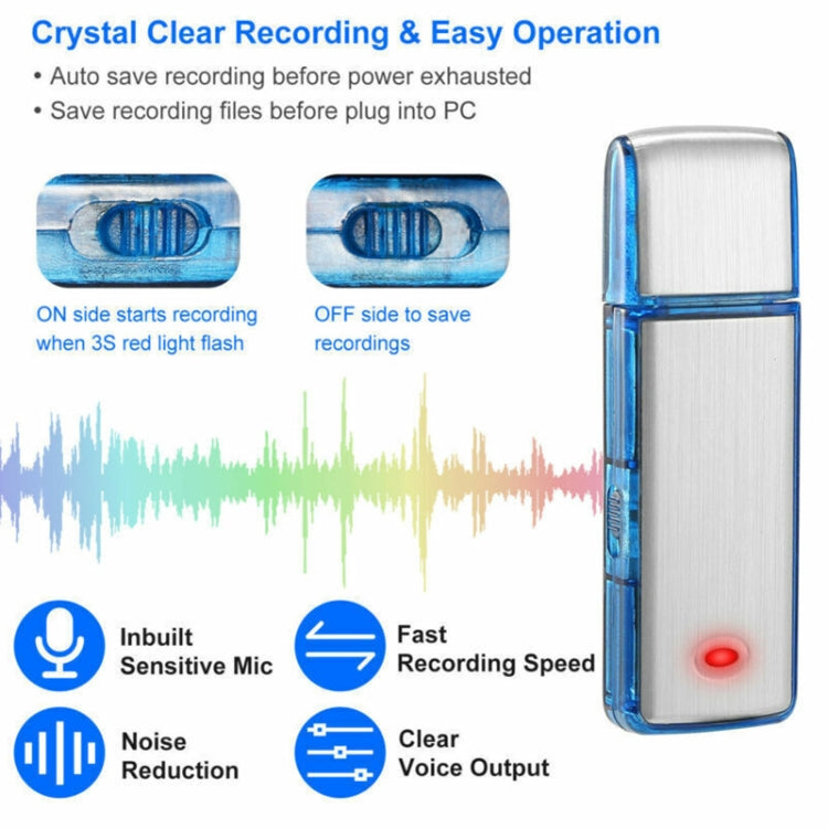 SK858 8GB Rechargeable Portable U-Disk Meeting Voice Recorder (Blue) - U-Disk Recorder by PMC TechLife | Online Shopping South Africa | PMC TechLife | Buy Now Pay Later Mobicred