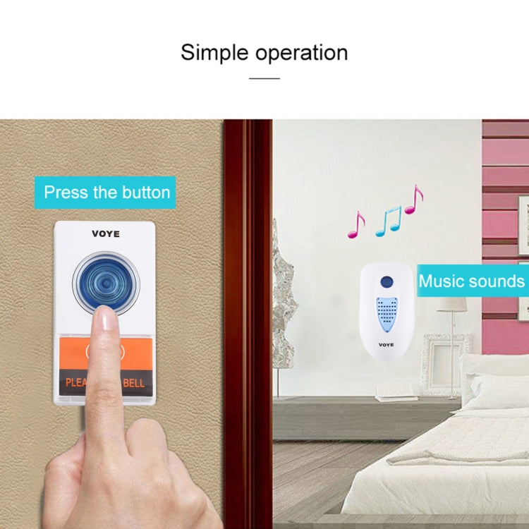 VOYE V003A Home Music Remote Control Wireless Doorbell with 38 Polyphony Sounds, US Plug (White) - Wireless Doorbell by VOYE | Online Shopping South Africa | PMc TechLife | Buy Now Pay Later Mobicred