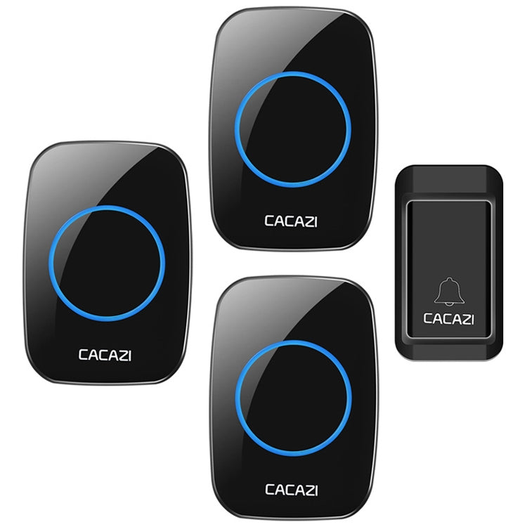 CACAZI A10G One Button Three Receivers Self-Powered Wireless Home Cordless Bell, UK Plug(Black) - Wireless Doorbell by CACAZI | Online Shopping South Africa | PMC Jewellery | Buy Now Pay Later Mobicred