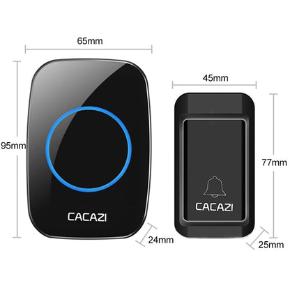 CACAZI A10G One Button Three Receivers Self-Powered Wireless Home Cordless Bell, UK Plug(Black) - Wireless Doorbell by CACAZI | Online Shopping South Africa | PMC Jewellery | Buy Now Pay Later Mobicred