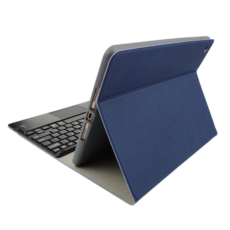 RK102C Detachable Magnetic Plastic Bluetooth Keyboard with Touchpad + Silk Pattern TPU Tablet Case for iPad 10.2, with Pen Slot & Bracket(Blue) - Universal by PMC TechLife | Online Shopping South Africa | PMC TechLife