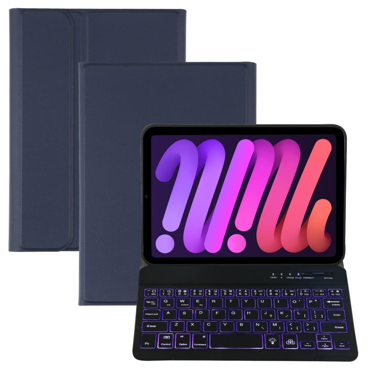 A06S Detachable Lambskin Texture Ultra-thin TPU Backlight Bluetooth Keyboard Leather Tablet Case with Stand For iPad mini 6 (Blue) - For iPad mini by PMC TechLife | Online Shopping South Africa | PMC TechLife