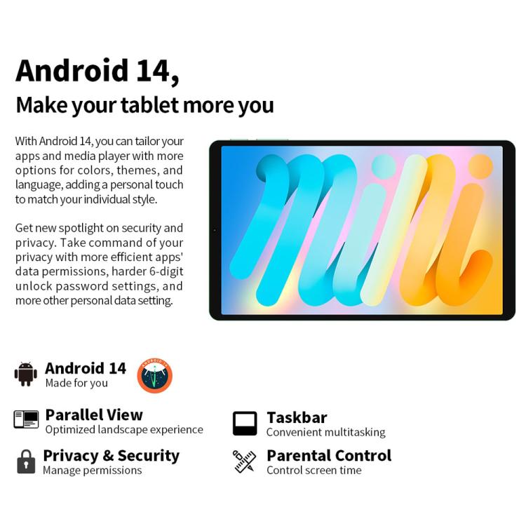 Teclast M50 Mini WiFi Tablet PC, 4GB+128GB, 8.7 inch Android 15 Unisoc T606 Octa Core - free shipping - PMc TechLife - Order now!