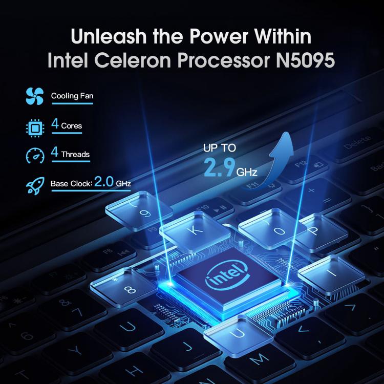 N5095 15.6 inch Laptop, 8GB+256GB, Windows 11 Intel Celeron N5095 Quad Core, Support Fingerprint Unlock, EU Plug (Silver) - free shipping - PMc TechLife - Order now!
