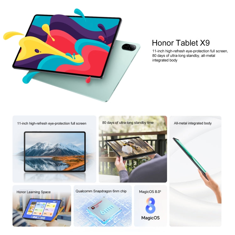 Honor Pad X9 WiFi Tablet PC, 11 inch 8GB+256GB MagicOS 8.0 Qualcomm Snapdragon 680 Octa Core (Grey) - free shipping - PMC Jewellery - Order now!