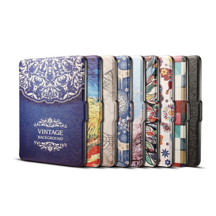 Japanese Cherry Print Horizontal Flip PU Leather Protective Case for Amazon Kindle Paperwhite 1 & 2 & 3 with Sleep / Wake-up - Amazon by PMC TechLife | Online Shopping South Africa | PMC TechLife
