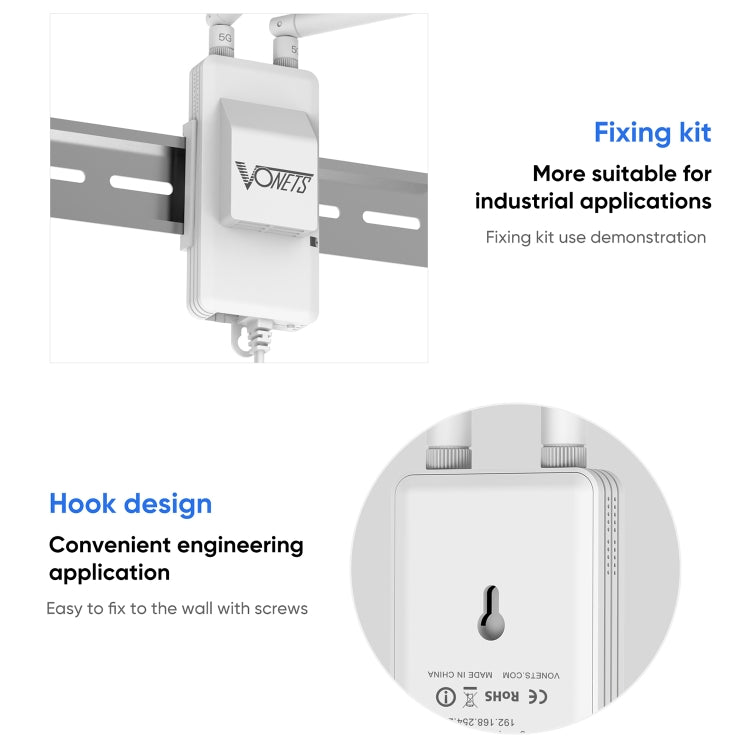 VONETS VAP11S-5G Mini Wireless Bridge 900Mbp WiFi Repeater with 2 Antennas & Fan (White) - Wireless Routers by VONETS | Online Shopping South Africa | PMC Jewellery | Buy Now Pay Later Mobicred