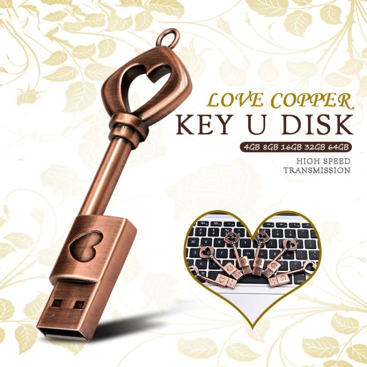MicroDrive 4GB USB 2.0 Copper Love Key U Disk - USB Flash Drives by MicroDrive | Online Shopping South Africa | PMC TechLife | Buy Now Pay Later Mobicred