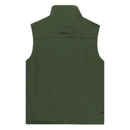 Men Sleeveless Stand Collar Loose Vest Multi-pockets Vest (Color:Army Green Size:XXXXL) - Loose Coat by PMC Jewellery | Online Shopping South Africa | PMC Jewellery