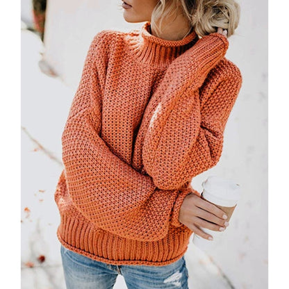 Fashion Thick Thread Turtleneck Knit Sweater (Color:Orange Size:S) - Sweater by PMC Jewellery | Online Shopping South Africa | PMC Jewellery