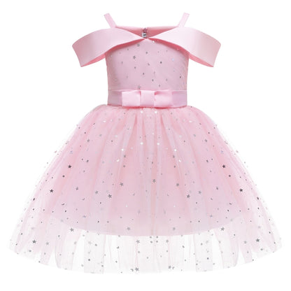 Girls One-shoulder Sequined Tutu Dress (Color:Pink Size:130) - Girl Clothing by PMC Jewellery | Online Shopping South Africa | PMC Jewellery