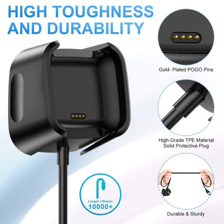 For Fitbit Versa 2 Charger Charging Dock Base Stand Holder with 1m Charging Cable(Black) - Charger by PMC TechLife | Online Shopping South Africa | PMC TechLife | Buy Now Pay Later Mobicred