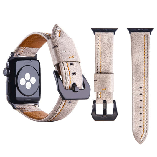 For Apple Watch Series 3 & 2 & 1 38mm Tiga Line Pattern PU Leather Wrist Watch Band (White) - Watch Bands by PMC Jewellery | Online Shopping South Africa | PMC Jewellery | Buy Now Pay Later Mobicred